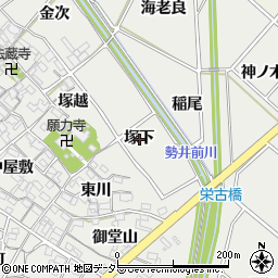 愛知県安城市古井町塚下周辺の地図