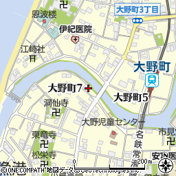 愛知県常滑市大野町周辺の地図