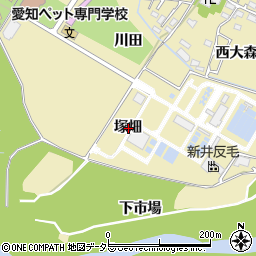愛知県岡崎市大平町塚畑周辺の地図