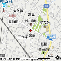 愛知県安城市古井町宮前18周辺の地図