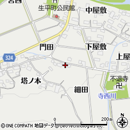愛知県岡崎市生平町細田周辺の地図