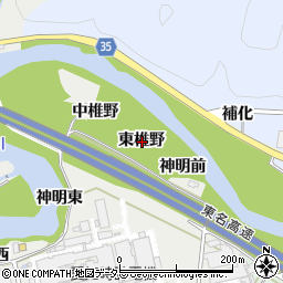 愛知県岡崎市岡町東椎野周辺の地図