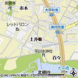 愛知県岡崎市大平町土井東周辺の地図