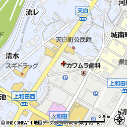 愛知県岡崎市上和田町北天白14周辺の地図