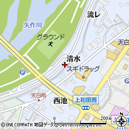 愛知県岡崎市天白町清水周辺の地図