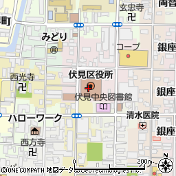 京都市役所　伏見区役所地域力推進室総務・防災担当庶務担当周辺の地図