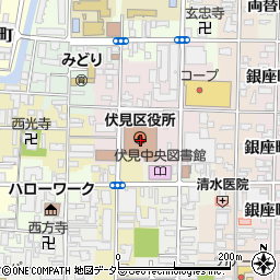 京都市役所　伏見区役所市民窓口課記録担当・窓口担当周辺の地図