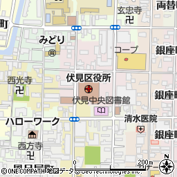 〒612-0000 京都府京都市伏見区（以下に掲載がない場合）の地図