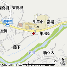 愛知県岡崎市生平町甲出シ周辺の地図