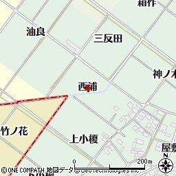 愛知県岡崎市下佐々木町西浦周辺の地図