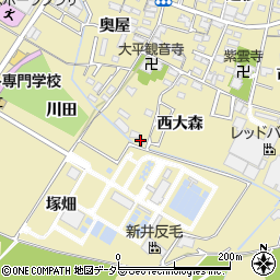 愛知県岡崎市大平町西大森5周辺の地図