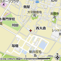 愛知県岡崎市大平町西大森4周辺の地図