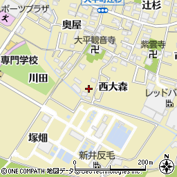 愛知県岡崎市大平町西大森8周辺の地図
