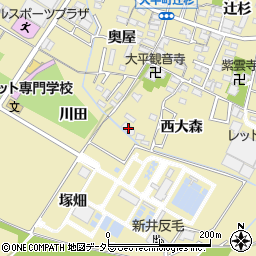 愛知県岡崎市大平町西大森1周辺の地図