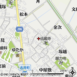 愛知県安城市古井町西川周辺の地図