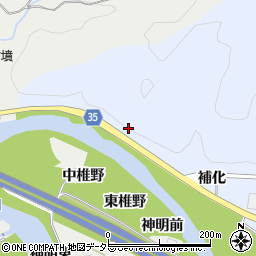 愛知県岡崎市小美町補化周辺の地図
