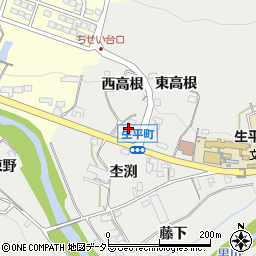 愛知県岡崎市生平町西高根周辺の地図