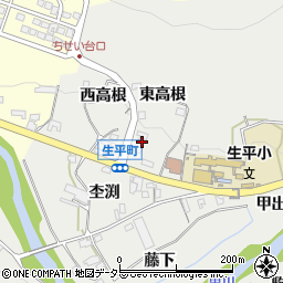 愛知県岡崎市生平町西高根13周辺の地図