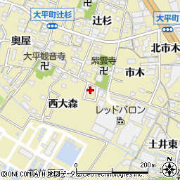 愛知県岡崎市大平町西大森56周辺の地図