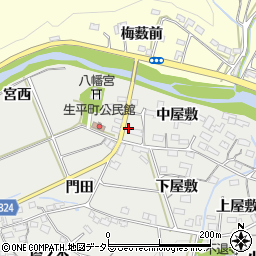 愛知県岡崎市生平町中屋敷24周辺の地図
