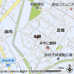 愛知県安城市赤松町（本郷）周辺の地図