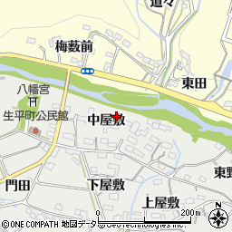 愛知県岡崎市生平町中屋敷57周辺の地図