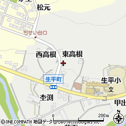 愛知県岡崎市生平町西高根7周辺の地図