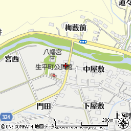 愛知県岡崎市生平町中屋敷16周辺の地図
