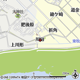 愛知県岡崎市渡町川田周辺の地図