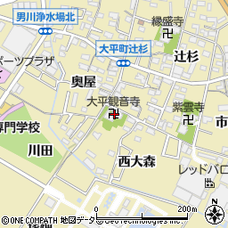 愛知県岡崎市大平町西大森15周辺の地図