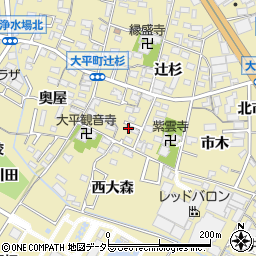愛知県岡崎市大平町辻重周辺の地図