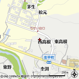 愛知県岡崎市生平町西高根34周辺の地図
