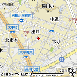 愛知県岡崎市大平町出口25周辺の地図