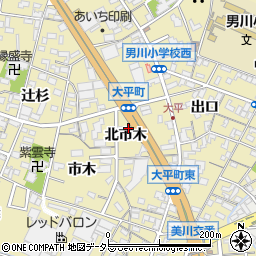 愛知県岡崎市大平町北市木5周辺の地図