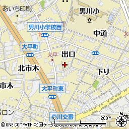 愛知県岡崎市大平町出口17周辺の地図
