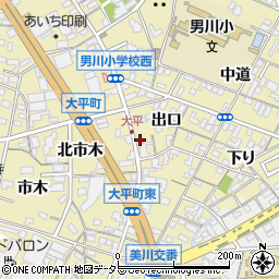 愛知県岡崎市大平町出口14周辺の地図