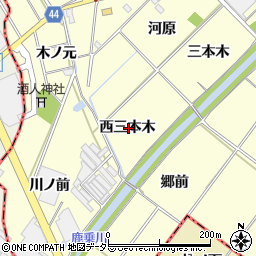 愛知県岡崎市島坂町西三本木周辺の地図