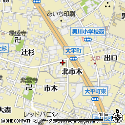 愛知県岡崎市大平町北市木30周辺の地図