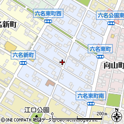 愛知県岡崎市六名東町周辺の地図