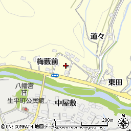 愛知県岡崎市茅原沢町梅薮前周辺の地図