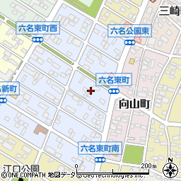 愛知県岡崎市六名東町3周辺の地図
