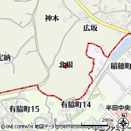 愛知県東浦町（知多郡）藤江（北根）周辺の地図