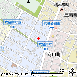 愛知県岡崎市六名東町2周辺の地図