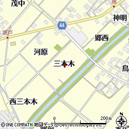 愛知県岡崎市島坂町三本木周辺の地図