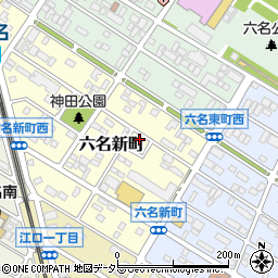愛知県岡崎市六名新町周辺の地図