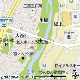 愛知県岡崎市大西町直明周辺の地図