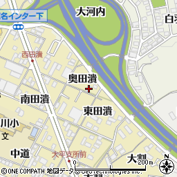 愛知県岡崎市大平町奥田潰43周辺の地図