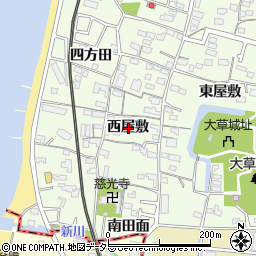 愛知県知多市大草西屋敷周辺の地図