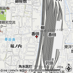 京都府向日市鶏冠井町番田周辺の地図