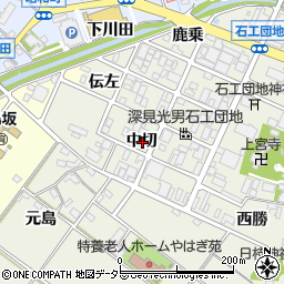 愛知県岡崎市上佐々木町中切周辺の地図